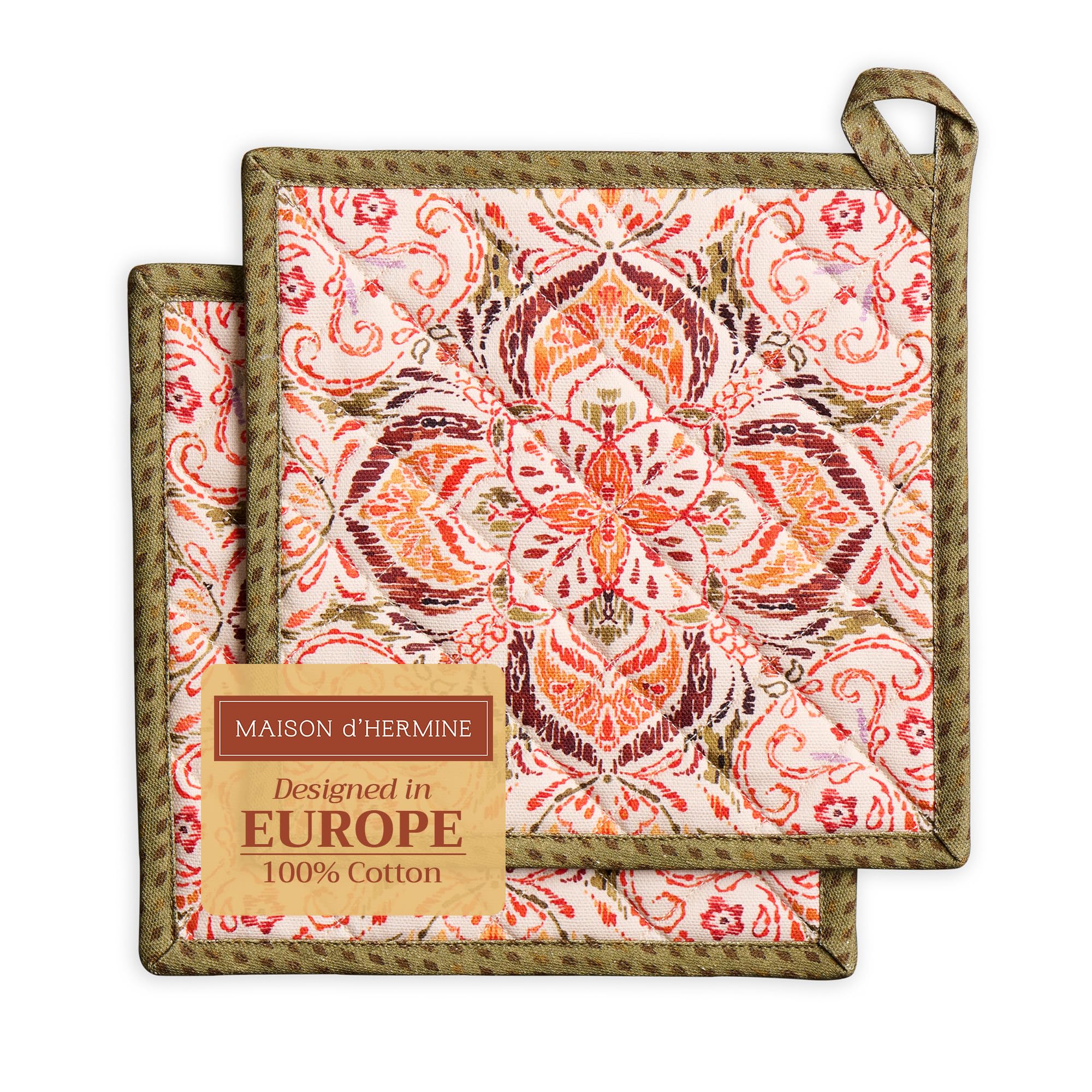 Maison d' Hermine Pot Holders 100% Cotton Potholders (8" x 8", Pack of 2)