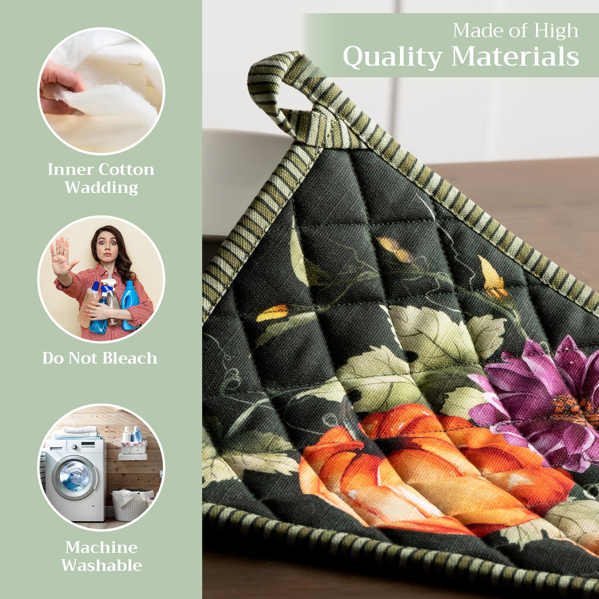 Maison d' Hermine Pot Holders 100% Cotton Potholders (8" x 8", Pack of 2)