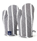 Encasa XO Oven Mitts, Heat Resistant Kitchen Cooking Gloves Roma Grey Stripes