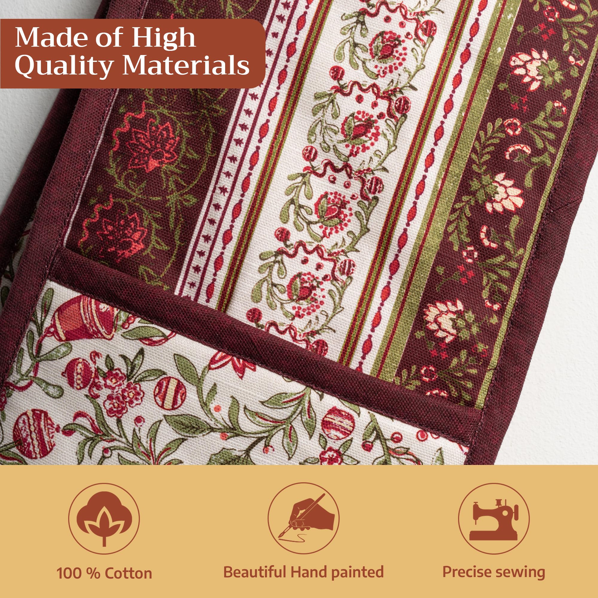 Maison d' Hermine Double Oven Mitts 100% Cotton Double Oven Glove (7"x35")