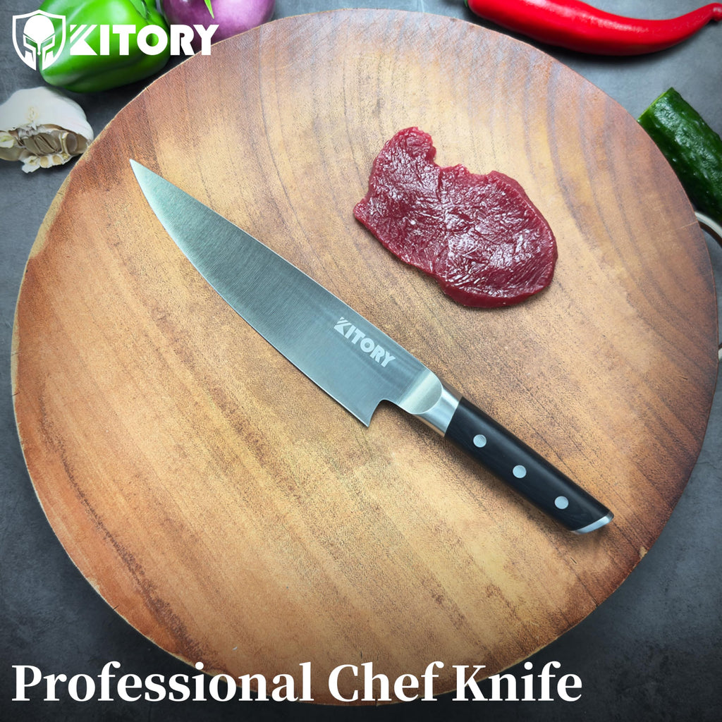 Kitory Chef Knife 8", Gyuto Kitchen Knife - Full Tang Pro Chopping Chopper- Forged HC Steel - Ergonomic Pakkawood Handle-2025 Gifts