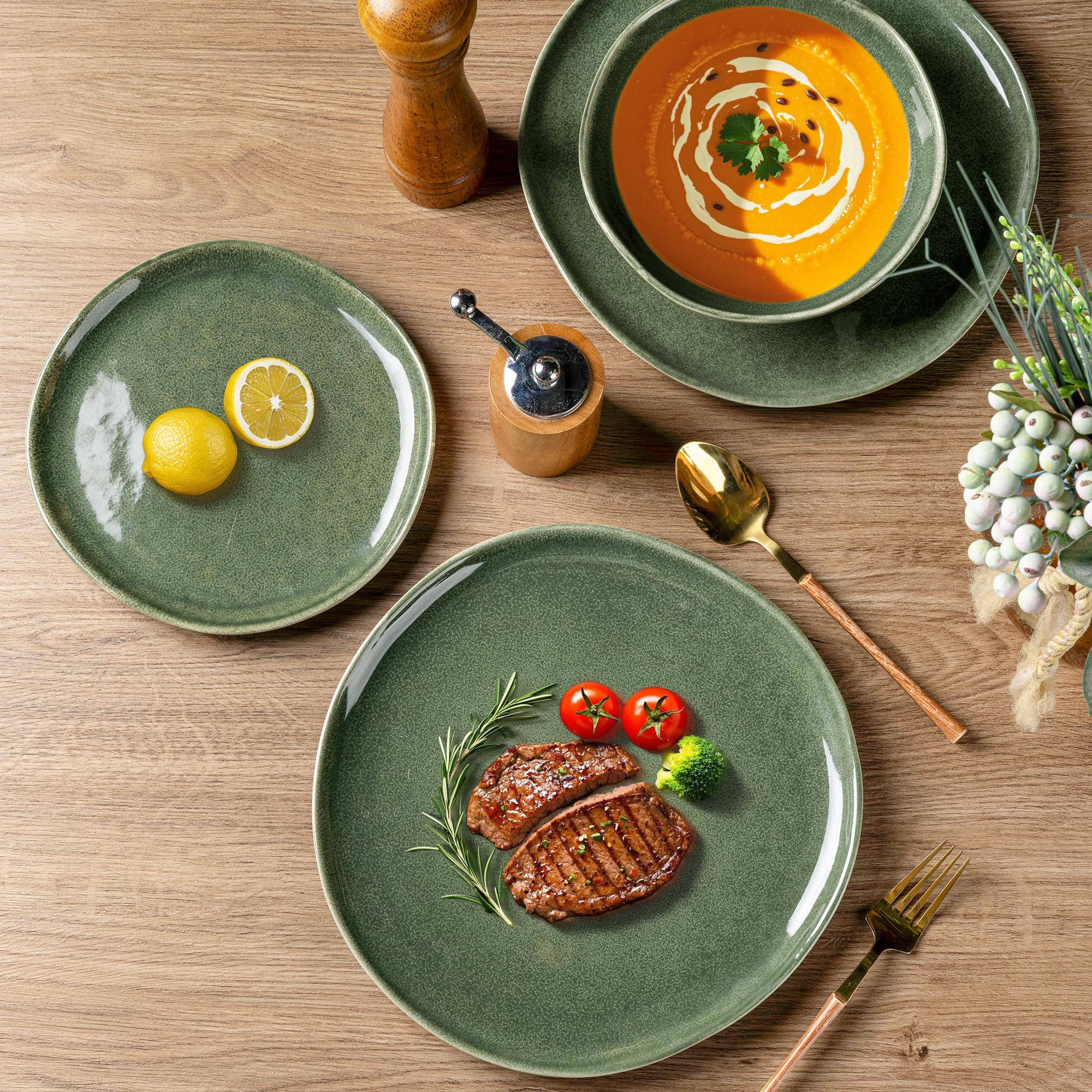 AmorArc Ceramic Dinner Plates Set of 6, 10.5 Inch Stoneware Plates Set