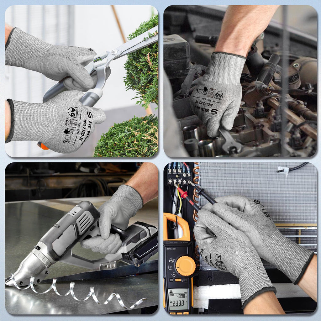 Schwer 6 Pairs A6/A7 (Send Randomly) Cut Resistant Work Gloves, CR7120, L