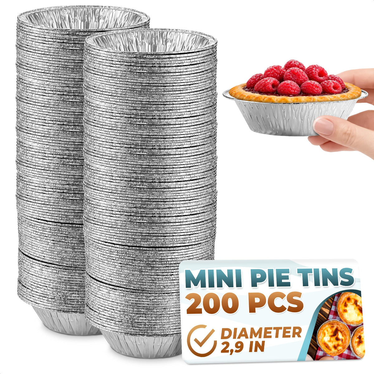 LEGLO Mini Pie Tins 3 Inch, 200 Pack Small Disposable Aluminum Foil Pans