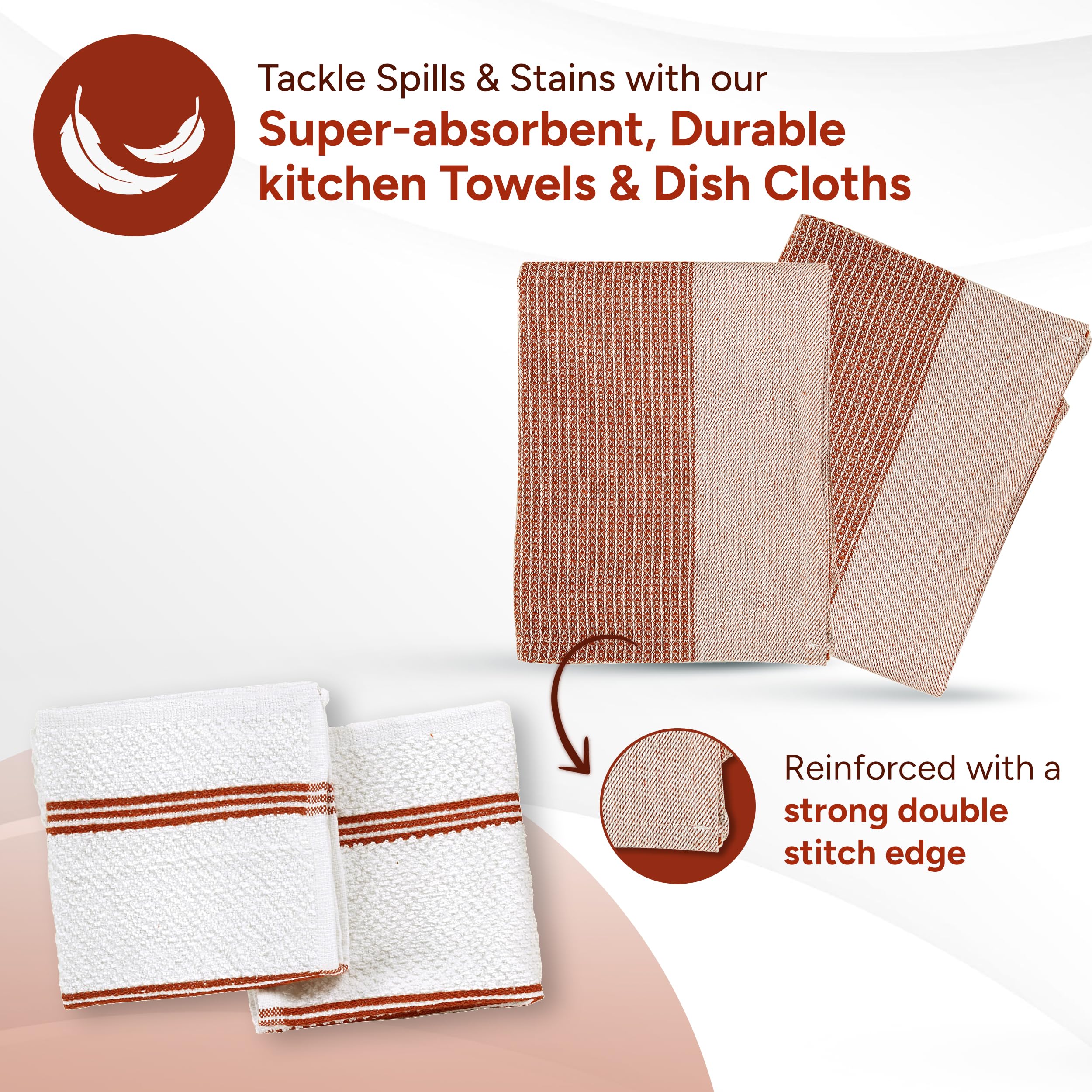 Casa Platino Potholders for Kitchens, 8-Piece – 500°F Heat Resistant Oven Mitts and Pot Holders, Mini Oven Mitt with Silicone Grip, 2 Kitchen Towels & 2 Dish Cloths – Durable & Non-Slip – Canyon Rose