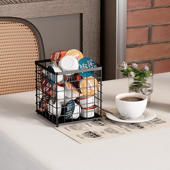 HORIAMIT Black Wire Coffee Pod Holder, K-Cup Organizer Countertop Basket
