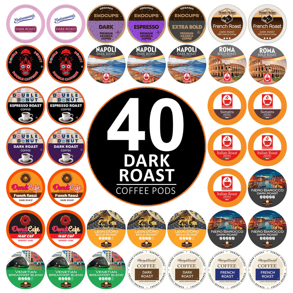 Perfect Samplers Dark Roast Coffee Pod Variety Pack - Pack for Keurig K Cups Coffee Makers, Bold 40 Count