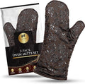 Premium Heat-Resistant Oven Mitts - Stylish and Beautiful - Non-Slip Platinum Silicone Grip - Long and Thick - 100% Natural Cotton Exterior and Soft Terry Cloth Lining - Set of 2 by Cook'n'Chic