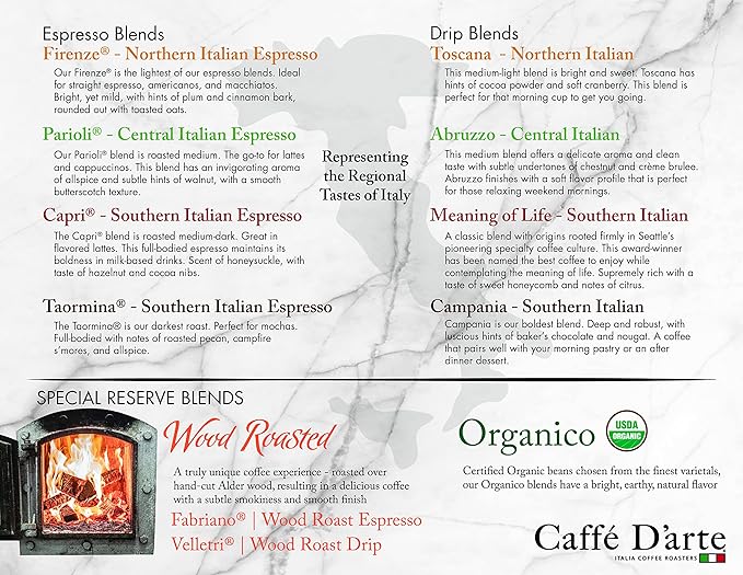 Caffe D'arte Campania Whole Bean Coffee, 12 Ounce