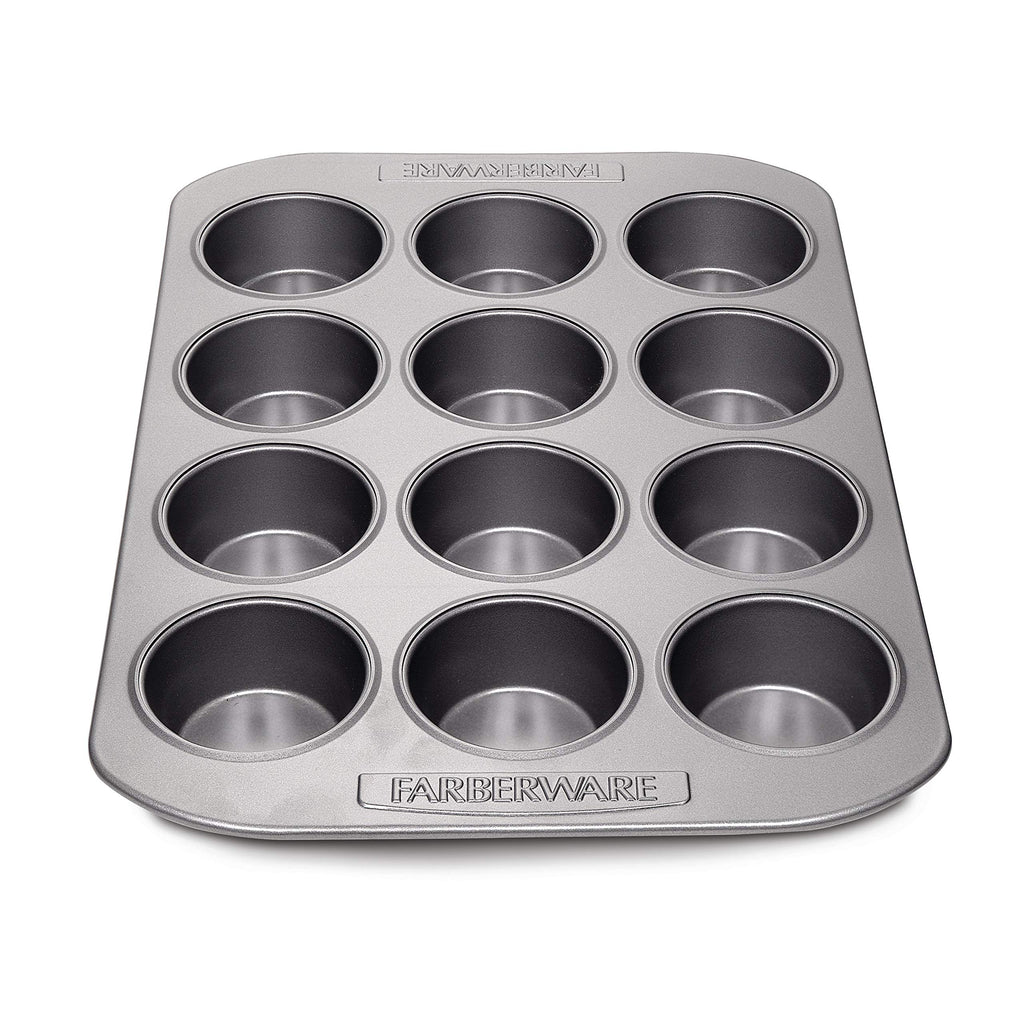 Farberware Bakeware Nonstick Muffin & Cupcake Pans, 12-Cup, Gray