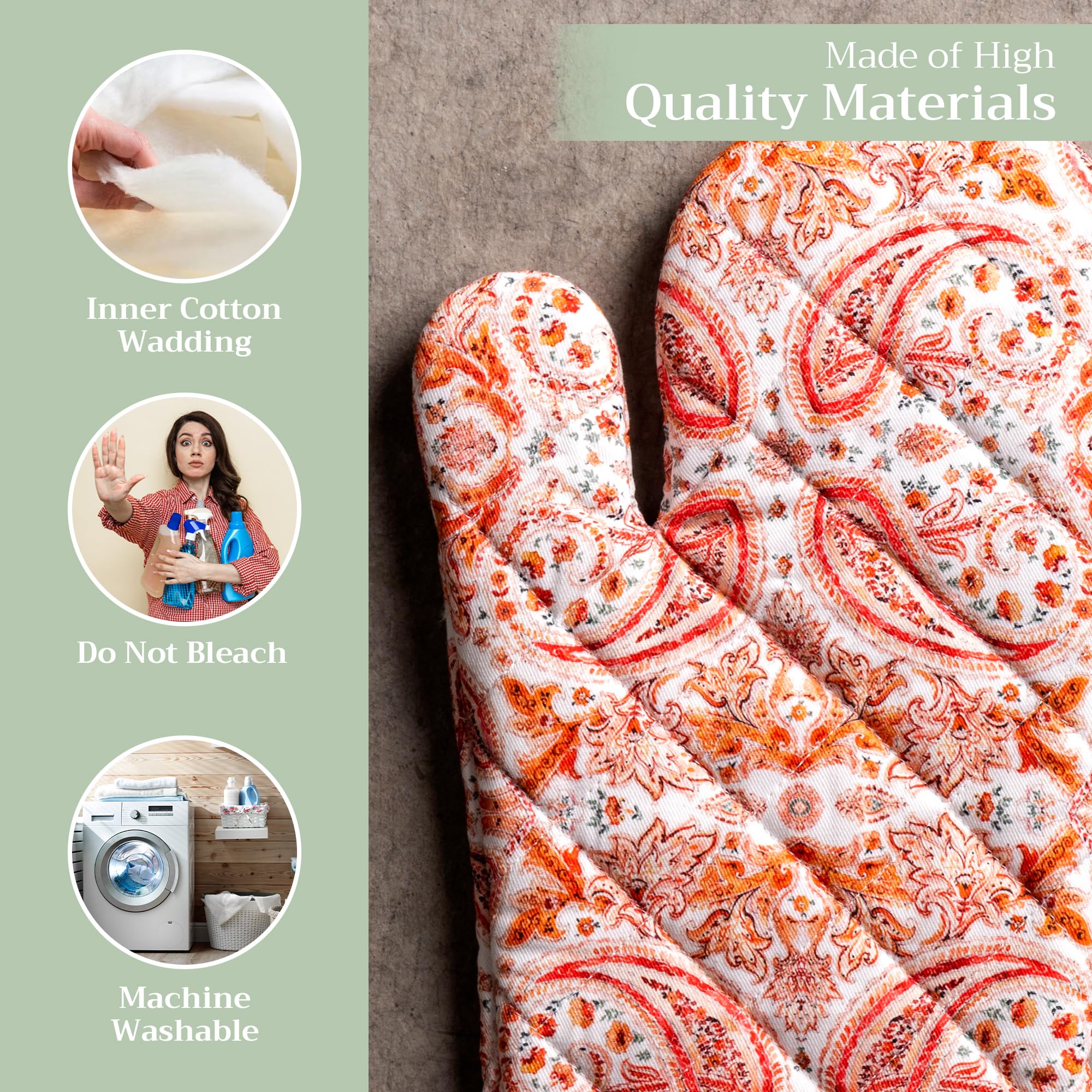 Maison d'Hermine Oven Gloves 100% Cotton Oven Mitt (7" x 13", Pack of 1)