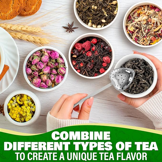 Heart Tea Infuser for Loose Leaf Tea Steeper – 10 Pcs Rust-Resistant Stainless Steel Diffusers with Sturdy Clasp – Easy Brewing, No Loose Leaves, Great for Parties & Gifting