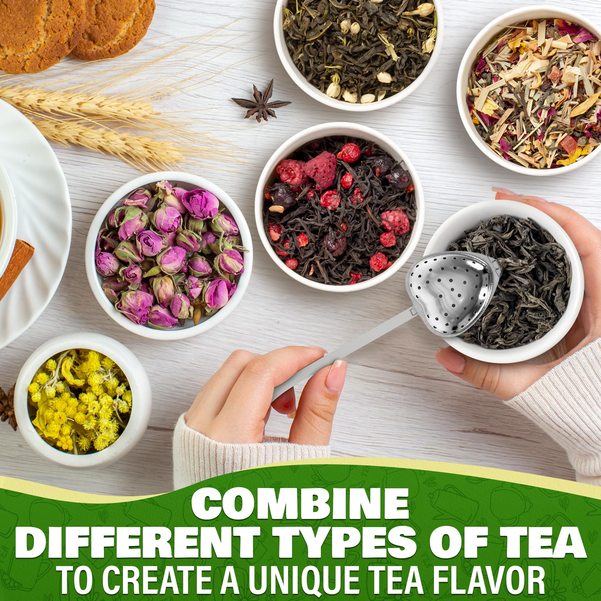 10 Pcs Heart Tea Infuser, 5.52 Inch, Stainless Steel Steeper