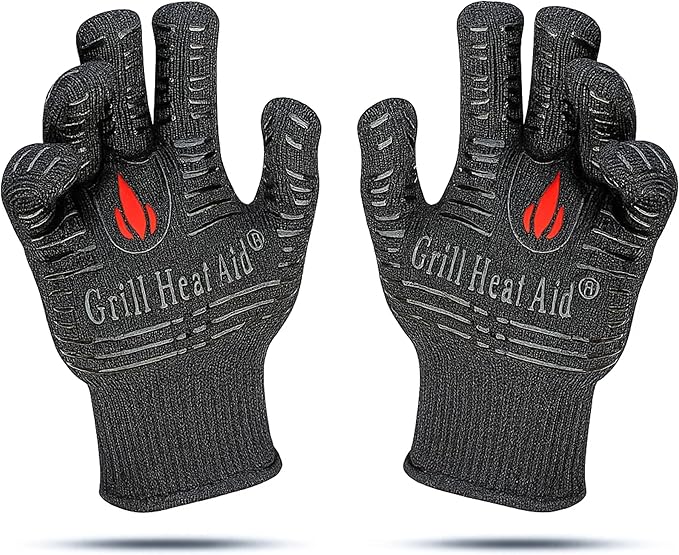 GRILL HEAT AID Grill Gloves Heat Proof for Men Grilling BBQ Heat Resistant Gloves