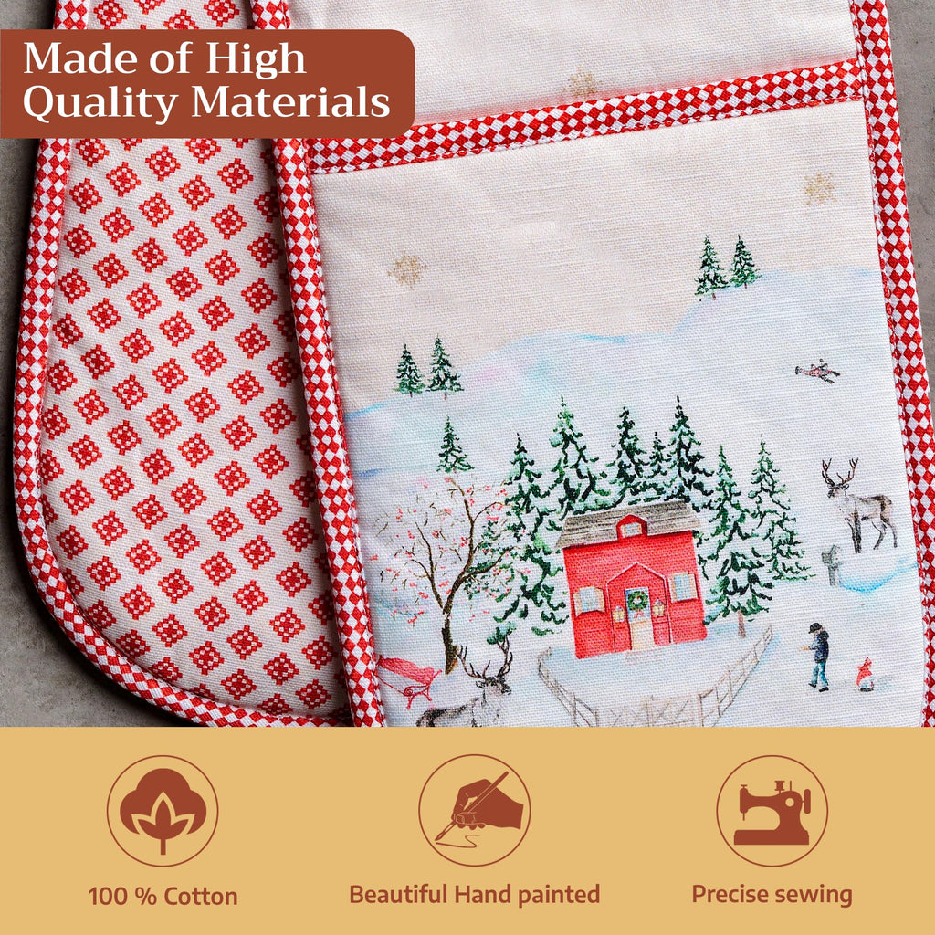 Maison d' Hermine Double Oven Mitts 100% Cotton Double Oven Glove (7"x35")