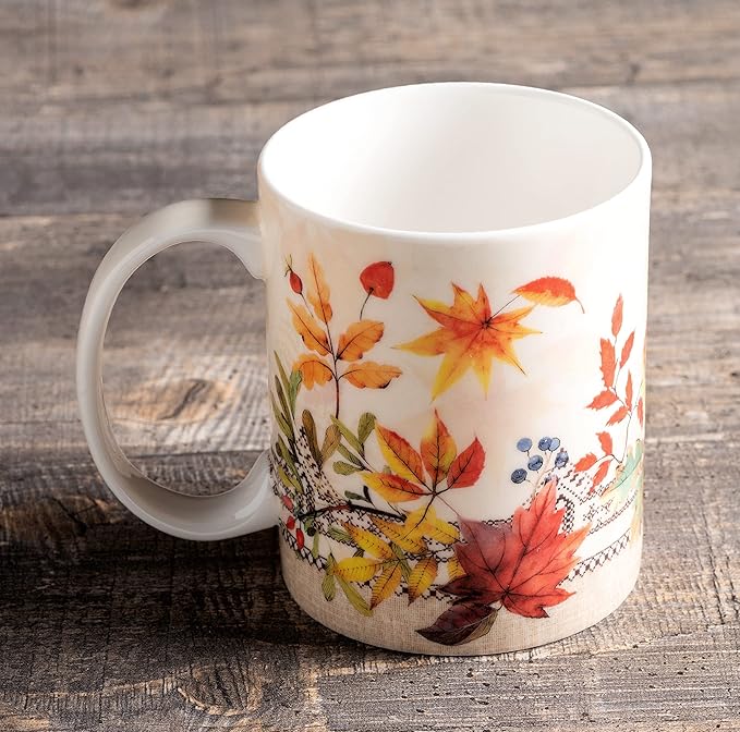 Maison d' Hermine Coffee Mug with Handles Fine Bone China Mugs Pack of One Tea Cups for Hot Beverages Cappuccino Latte Home Restaurant Office Perfect for Gift (Amarante - Charmille, 15 Ounce)