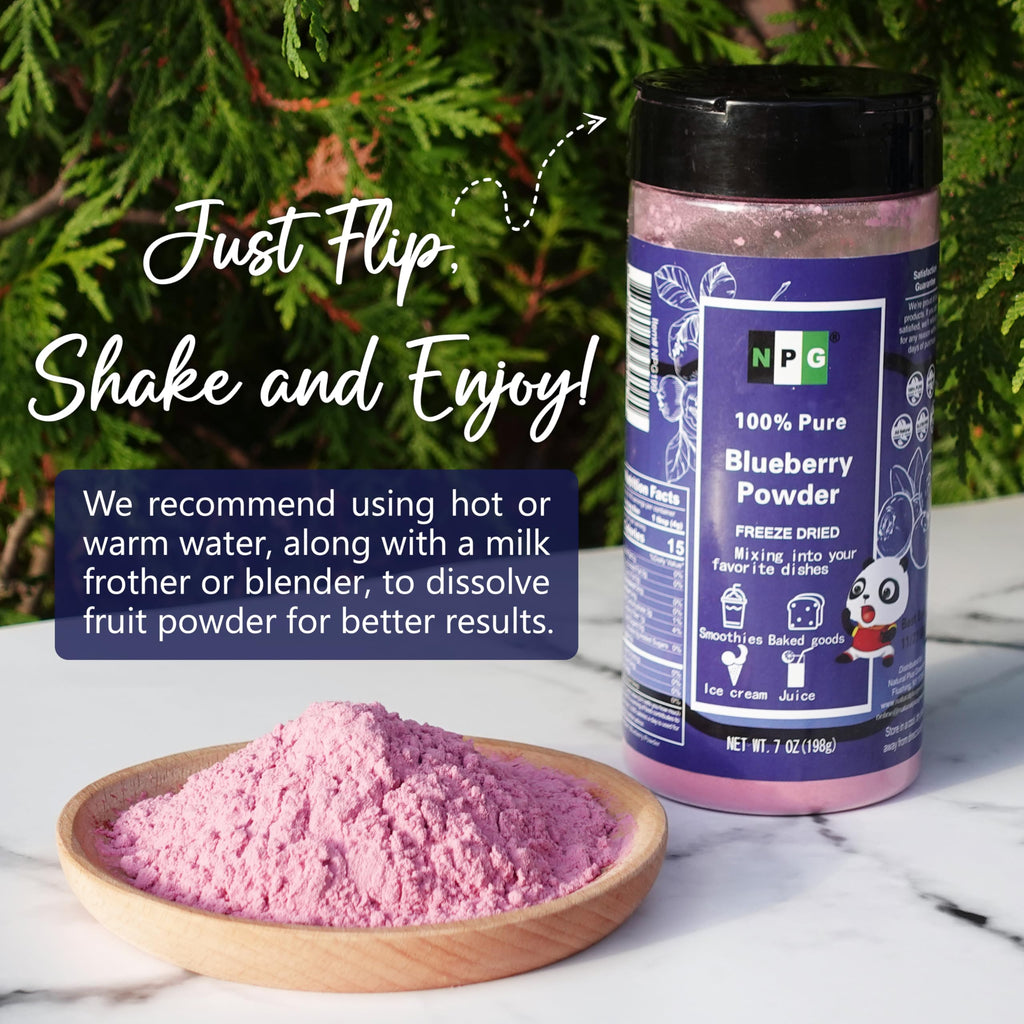 NPG Freeze Dried Blueberry Powder 7 oz, Seedless Wild Blueberries
