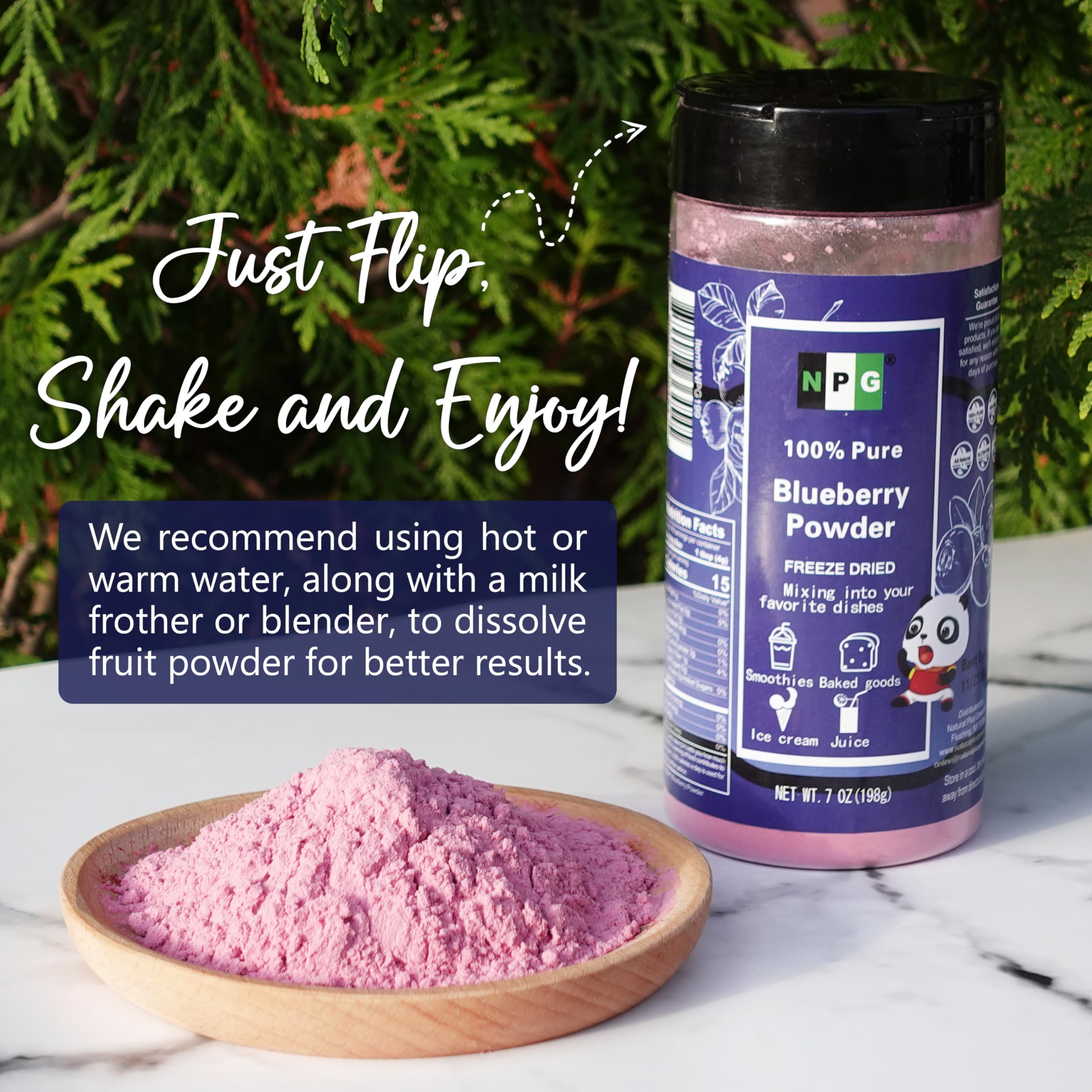 NPG Freeze Dried Blueberry Powder 7 oz, Seedless Wild Blueberries
