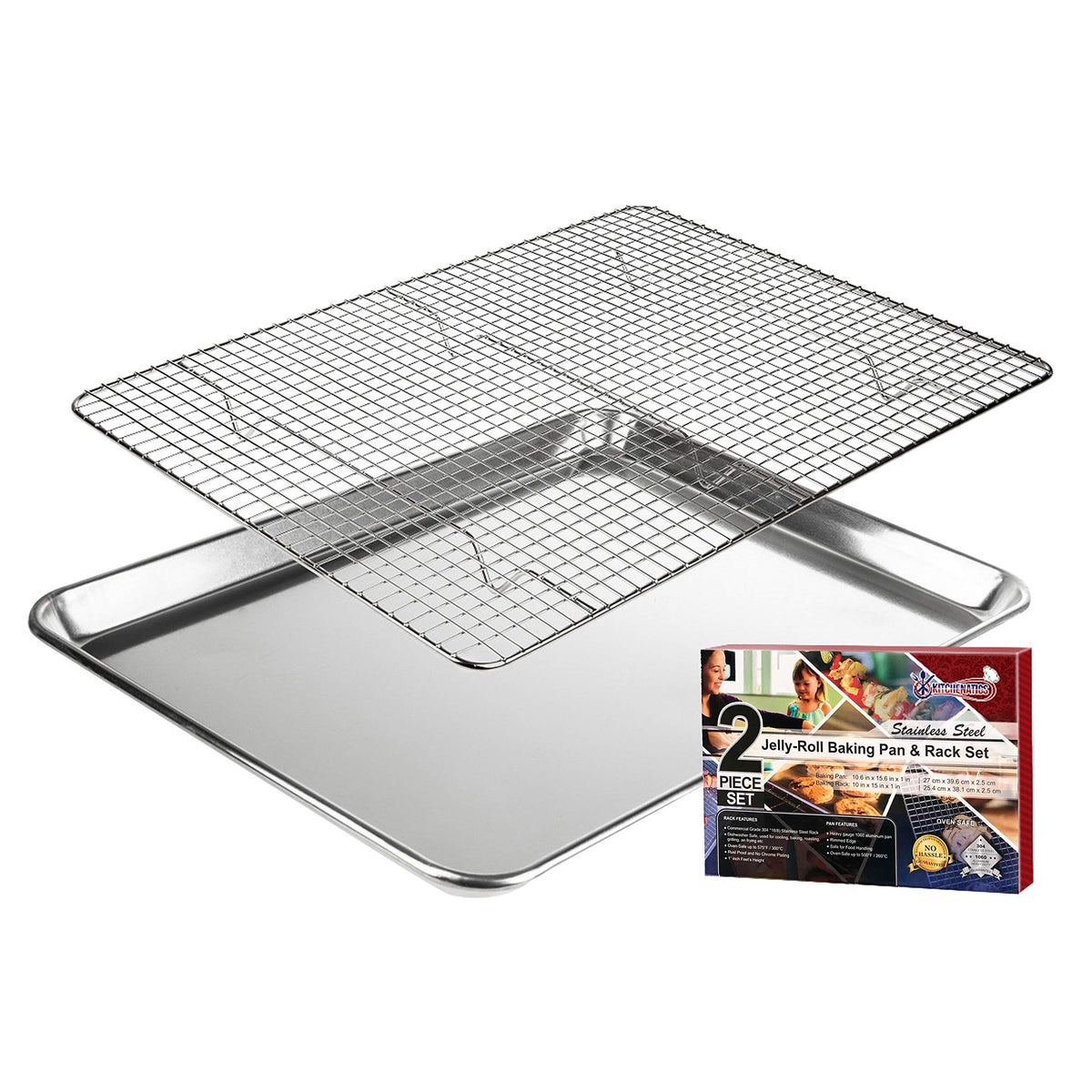 KITCHENATICS Half Sheet Baking Pan Aluminum Nonstick Oven Safe Set of 2