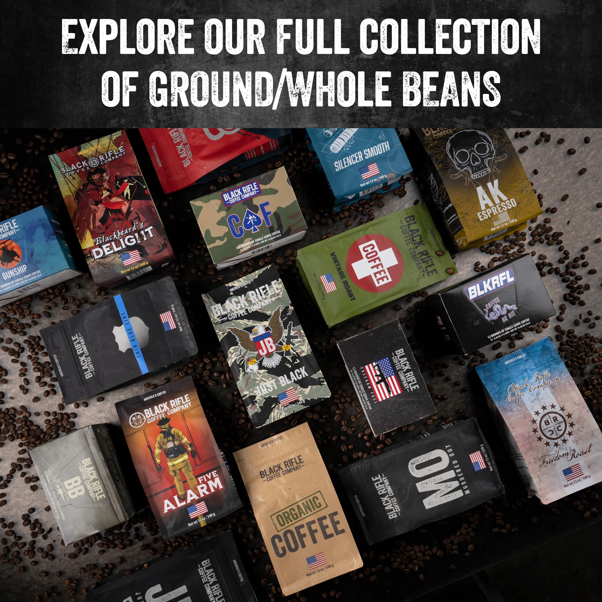 Black Rifle Coffee Company Murdered Out, Extra Dark Roast Ground Coffee, 12 OZ Bag