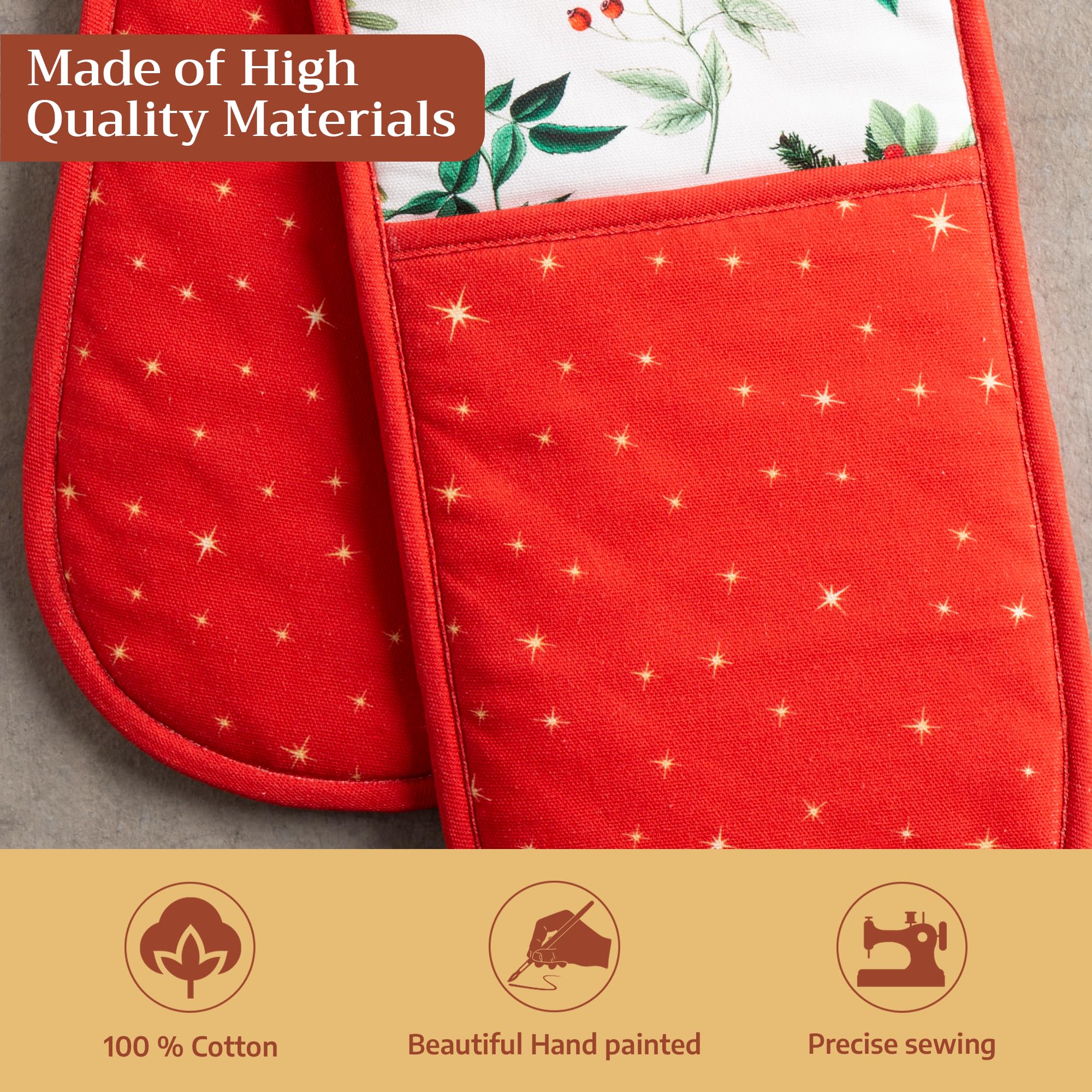 Maison d' Hermine Double Oven Mitts 100% Cotton Double Oven Glove (7"x35")