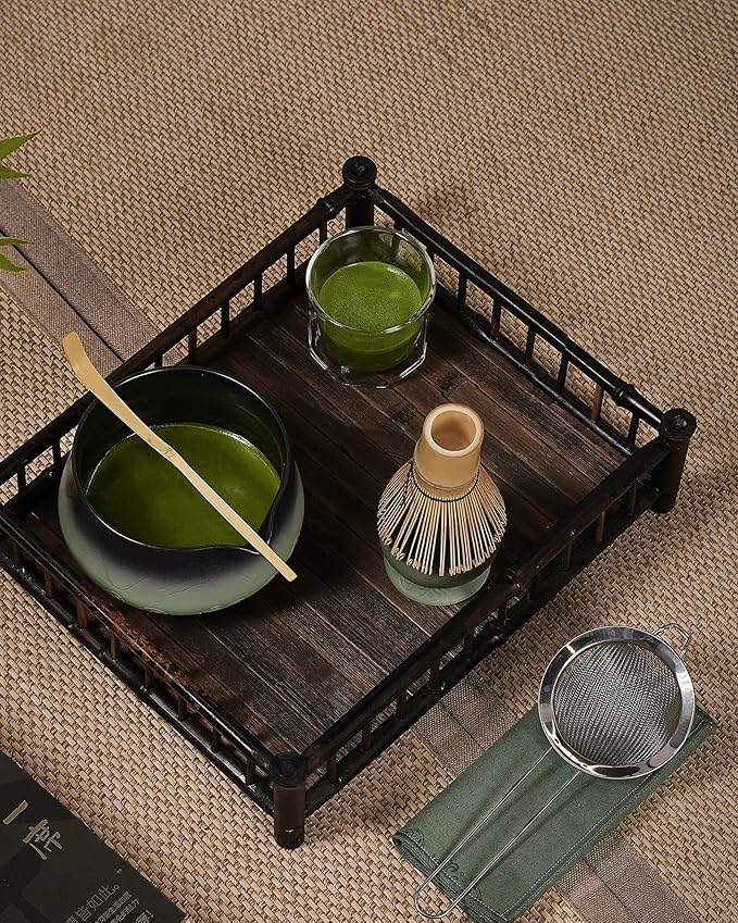 ZENS Matcha Whisk Set, 7pcs Matcha Kit Set with Ceramic Bowl and Matcha Cup, Bamboo Whisk & (Chasen Holder) Sifter, Scoop -Tea Towel, Japanese Chawan for Matcha-Making, Sage Green