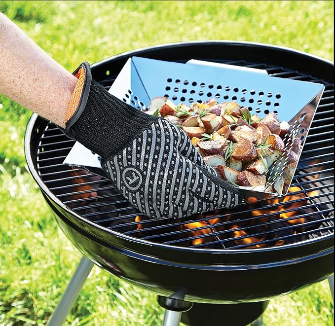 Outset 76441 Professional High Temperature Heat Deluxe Grill Glove, Large/X-Large, Black
