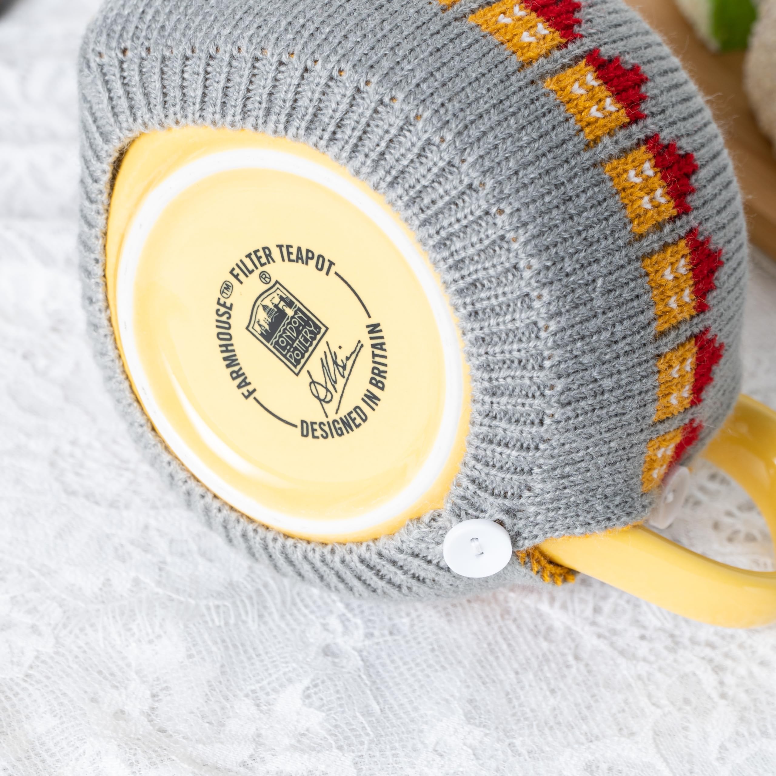 LONGDON HOMEONE Tea Cozy Suitable for a 600ml,20oz Tea Pot,Teapot Warmer -100% Acrylic Fibers Filling,Two Piece (Grey House)