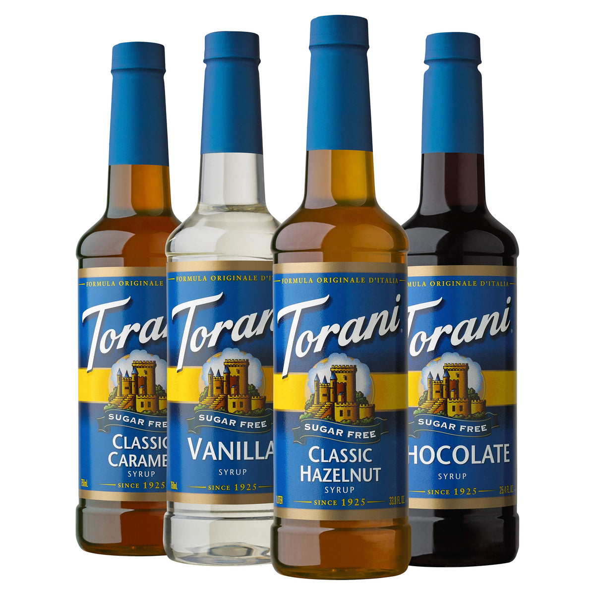 Torani Sugar Free Flavored Drink Syrup Café Variety Pack, 25.4 fl oz 4 Pack