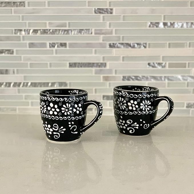 Encantada Handmade Hand-Painted Authentic Mexican Pottery Mugs (1-Pack, Ink)