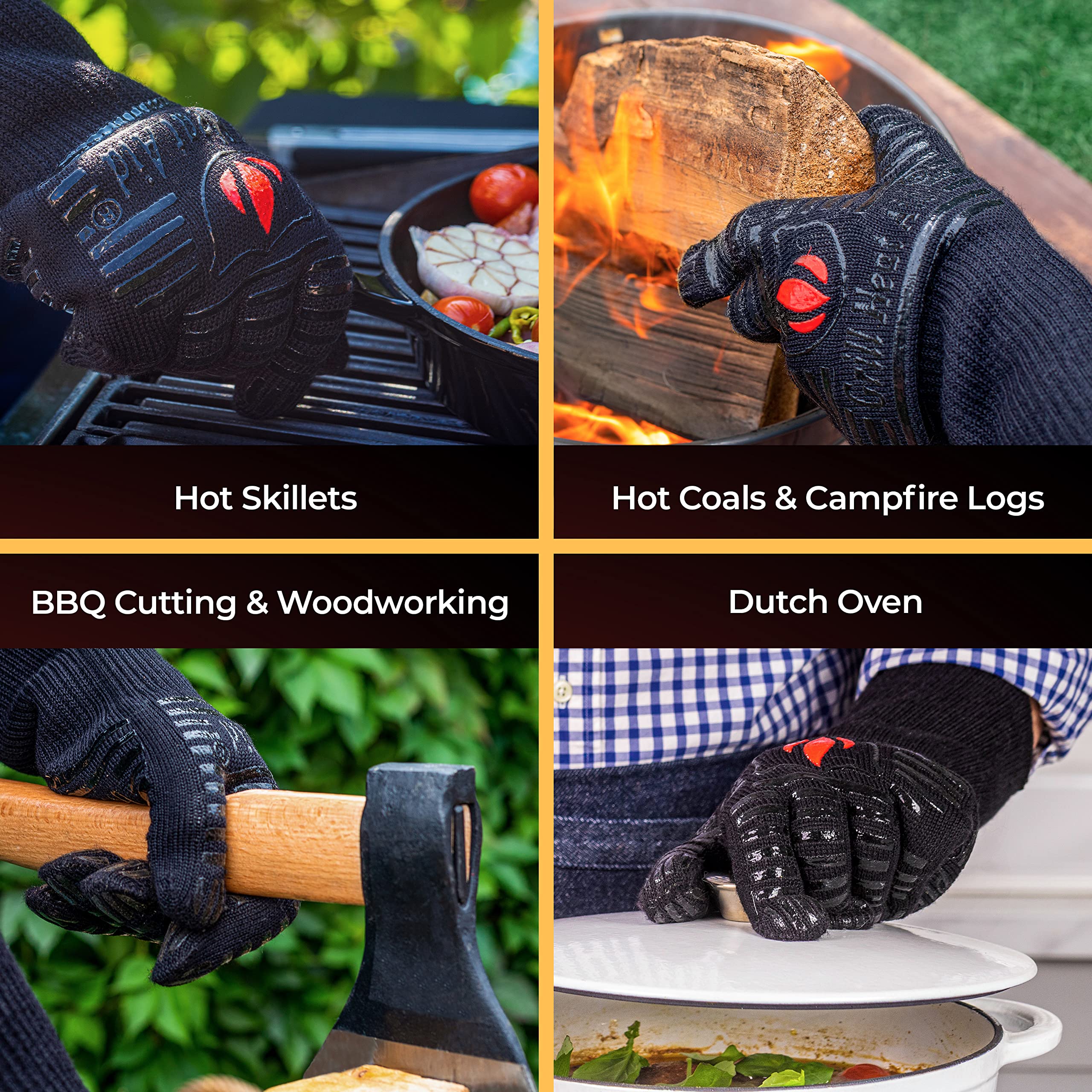 GRILL HEAT AID Grill Gloves Heat Proof for Men Grilling BBQ Heat Resistant Gloves