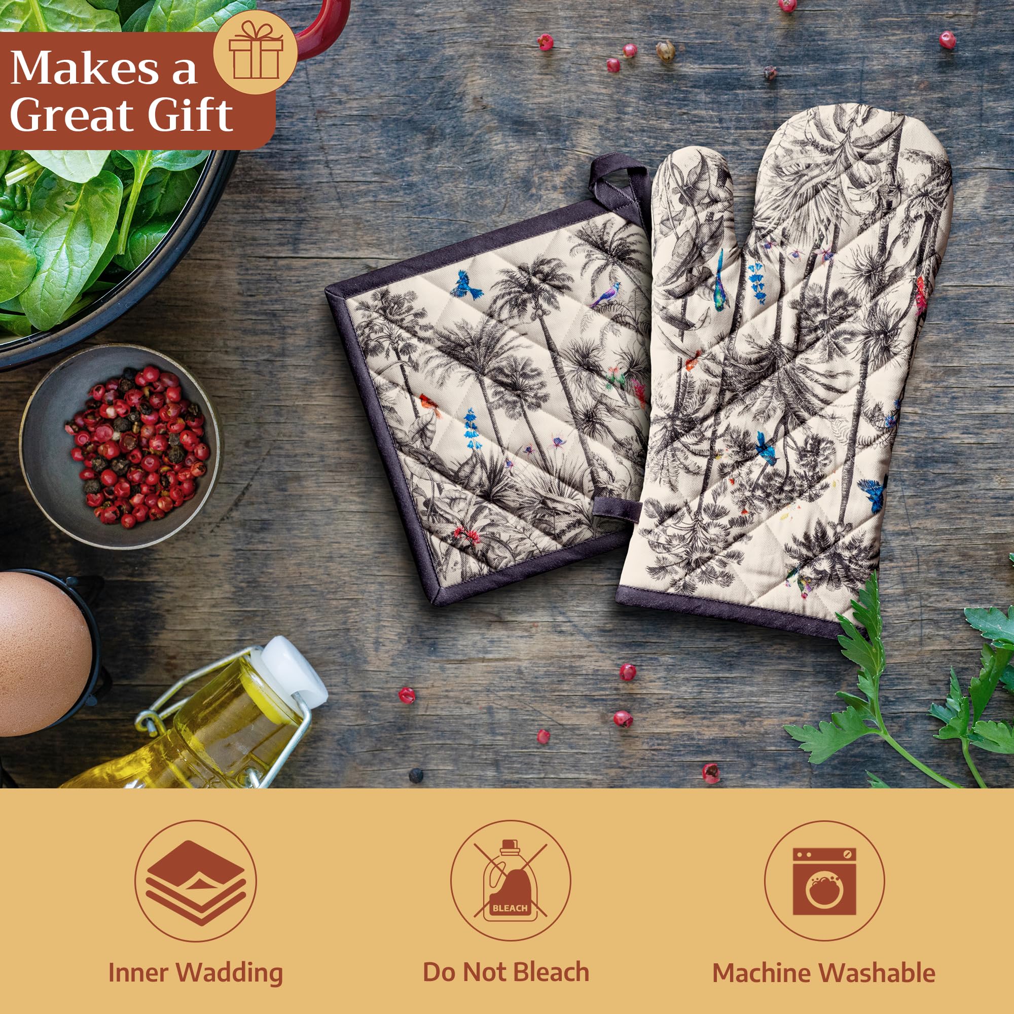 Maison d'Hermine Oven Gloves 100% Cotton Oven Mitt (7" x 13", Pack of 1)