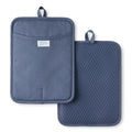 Town & Country Basics Basketweave Soft Silicone Pot Holder 2-Pack Set, Heat Resistant up to 500F, Flexible Silicone, Non-Slip Grip, Blue, 7.5"x10"