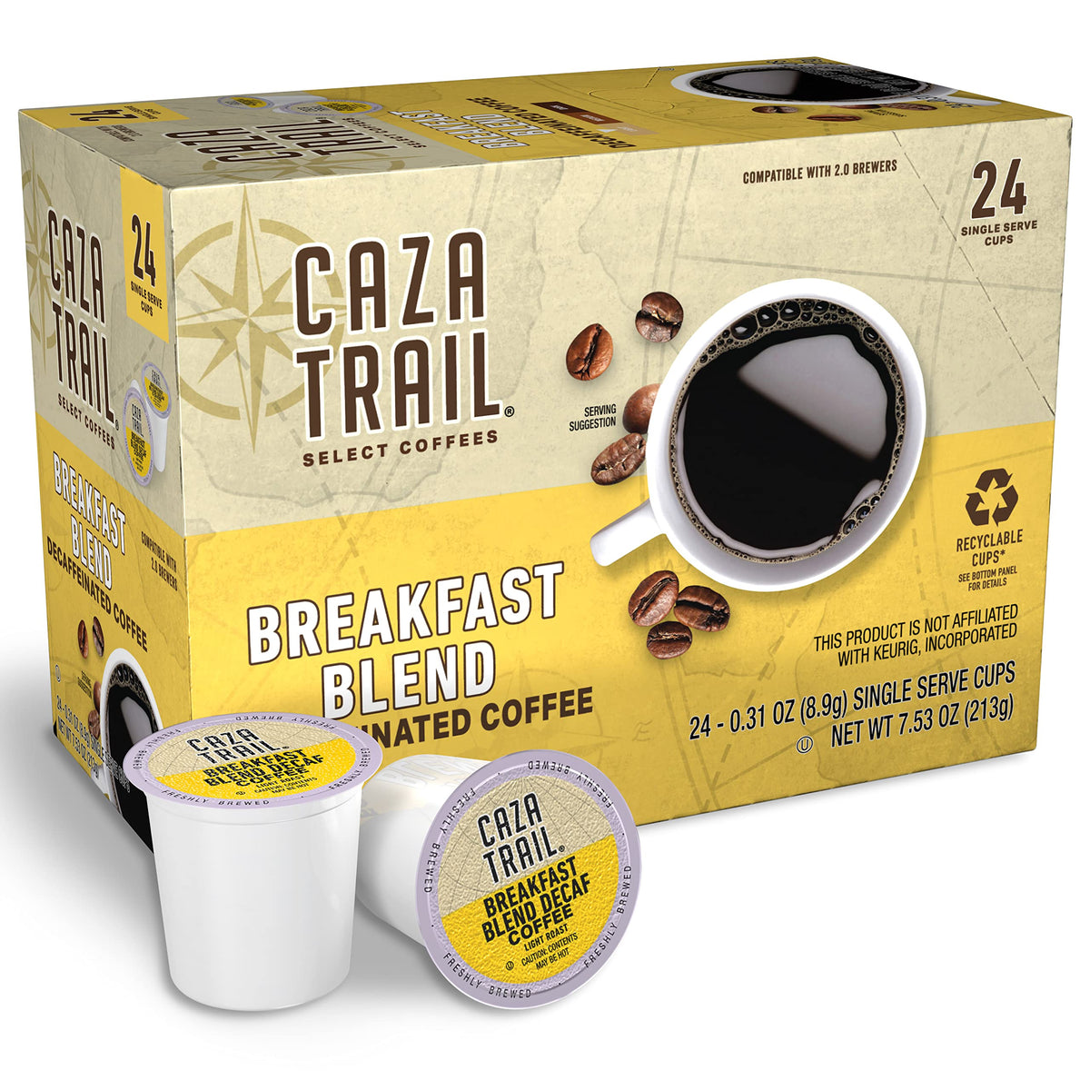 Caza Trail Coffee Pods, Blonde Roast, Single Serve (Packing May Vary), 100 Count (Pack of 1)