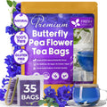 FreshDrinkUS, Premium 35 Blue Butterfly Pea Flowers Tea Bags, 100% Natural and Pure from Butterfly Pea Flowers, Made With Natural Material Tea Bag, No Sugar, No Caffeine, No Gluten, Vegan