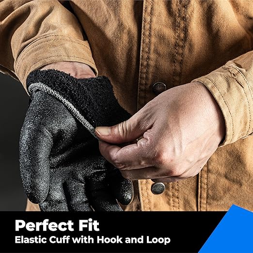 Waterproof Gloves Bulk Pack for Men and Women, 3 Pairs, Freezer Gloves with Grip, Double Nitrile Dipped for Extreme Oil Repellent, for Construction, Mechanics, Mining, Plumbing, Black, XX-Large