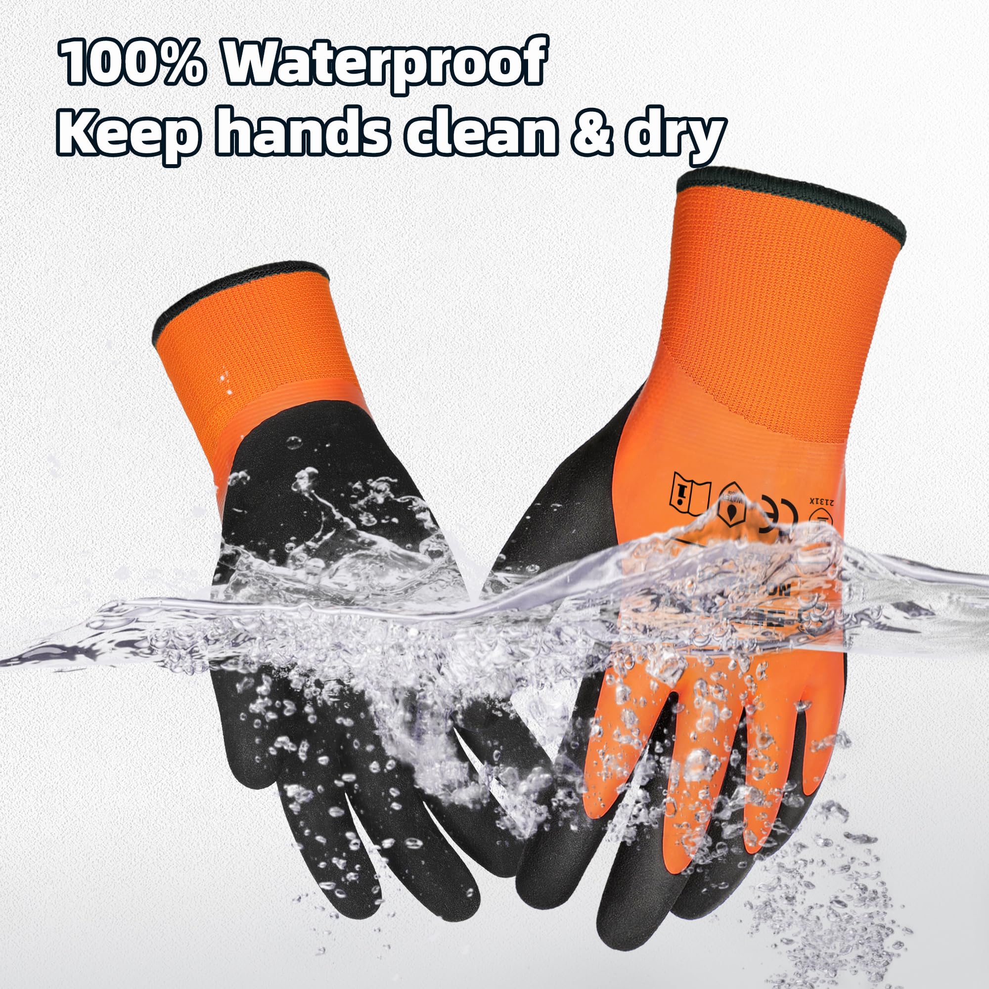 Schwer 2 Pairs Waterproof Work Gloves Double Latex Coated, CR3306, L