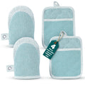Casa Platino Silicone Oven Mitts & Pot Holders, 4-Piece – Oven Mitt for Baking & BBQ, Pot Holder for Kitchen, Hot Dishes & Microwave – Heat Resistant Up to 500°F, Non-Slip & Machine Washable – Aqua
