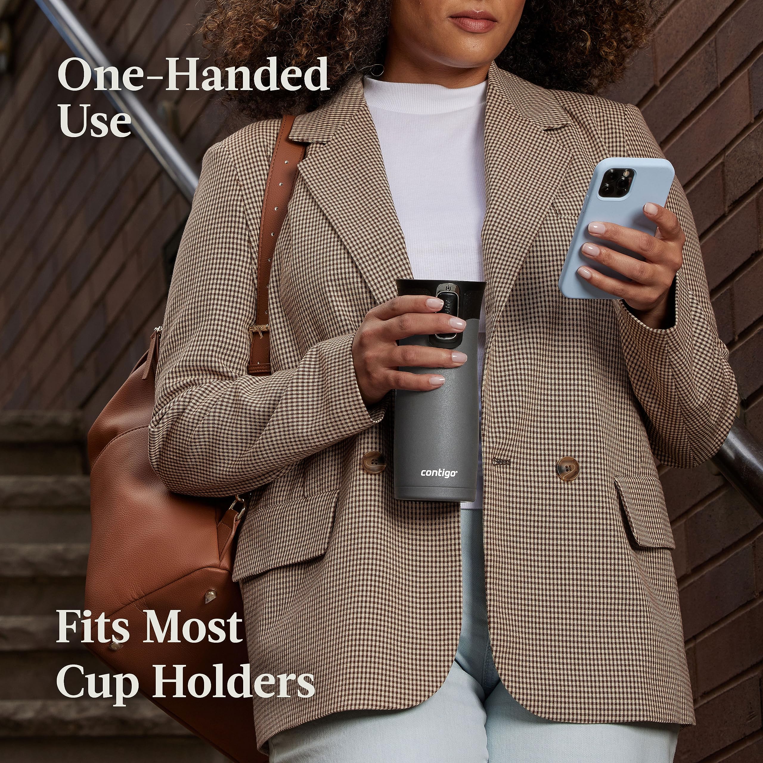 Contigo West Loop 2.0 Leak-Proof Spill-Proof Insulated Stainless Steel Travel Mug, 16oz., 2 Pack, Agave Metallic & Sake Metallic