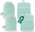 Casa Platino Heat Resistant Oven Mitts & Pot Holders, 4-Piece – Oven Mitt for Baking & BBQ, Potholders for Kitchens – Withstands Heat Up to 500°F, Soft, Durable & Non-Slip – Sage