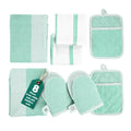 Casa Platino Potholders & Oven Mitts Heat Resistant, 8-Piece Mini Oven Mitt with Silicone Grip, Potholder for Kitchens, 2 Kitchen Towels & 2 Dish Cloths – Durable & Non-Slip – Sage