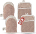 Casa Platino Cute Oven Mitts & Pot Holders, 4-Piece – Oven Mitts Heat Resistant for Grilling & Baking, Pot Holder for Hot Cookware & Microwave – Withstands Up to 500°F, Non-Slip – Canyon Rose