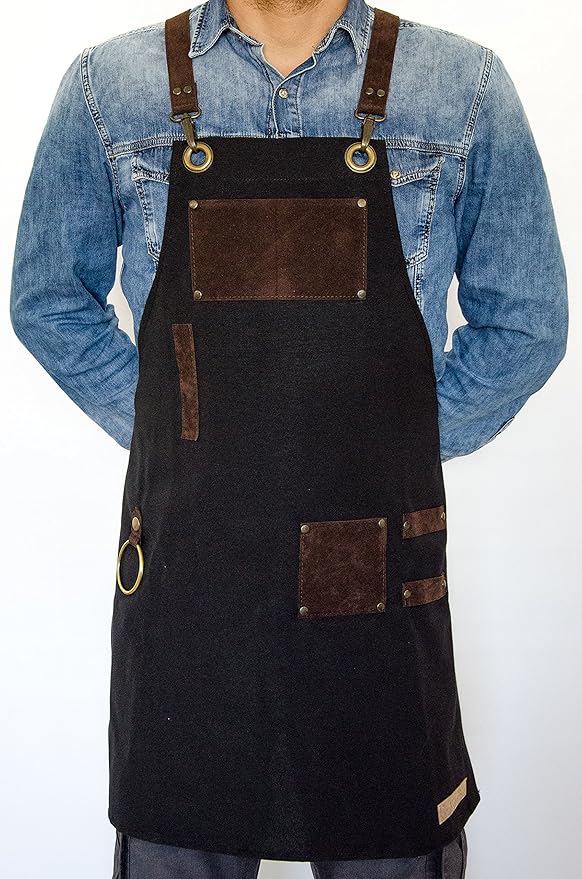 Men and Women Apron for Kitchen, Gardening, Artist, Chef, Work | Canvas, Waterproof, Adjustable Straps Unisex