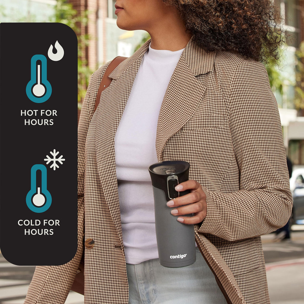 Contigo West Loop 2.0 Leak-Proof Spill-Proof Insulated Stainless Steel Travel Mug, 16oz., 2 Pack, Agave Metallic & Sake Metallic