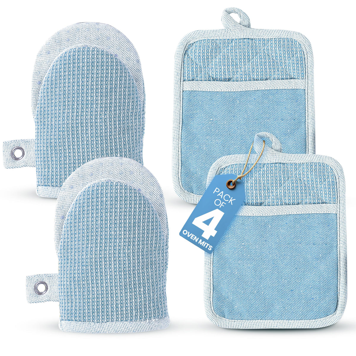 Casa Platino Potholders for Kitchens, 8-Piece – 500°F Heat Resistant Oven Mitts and Pot Holders, Mini Oven Mitt with Silicone Grip, 2 Kitchen Towels & 2 Dish Cloths – Durable & Non-Slip – Canyon Rose
