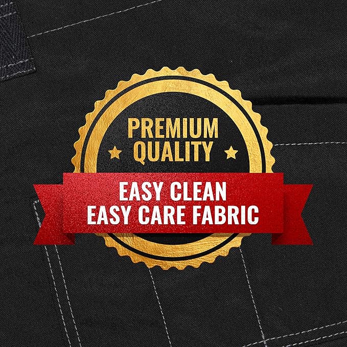 Under NY Sky Chef Apron – Professional Black Twill – Cotton Straps - Smart Pockets - Adjustable for Men and Women – Pro Chef, Cook, Kitchen, Baker, Barista, Bartender, Server Aprons