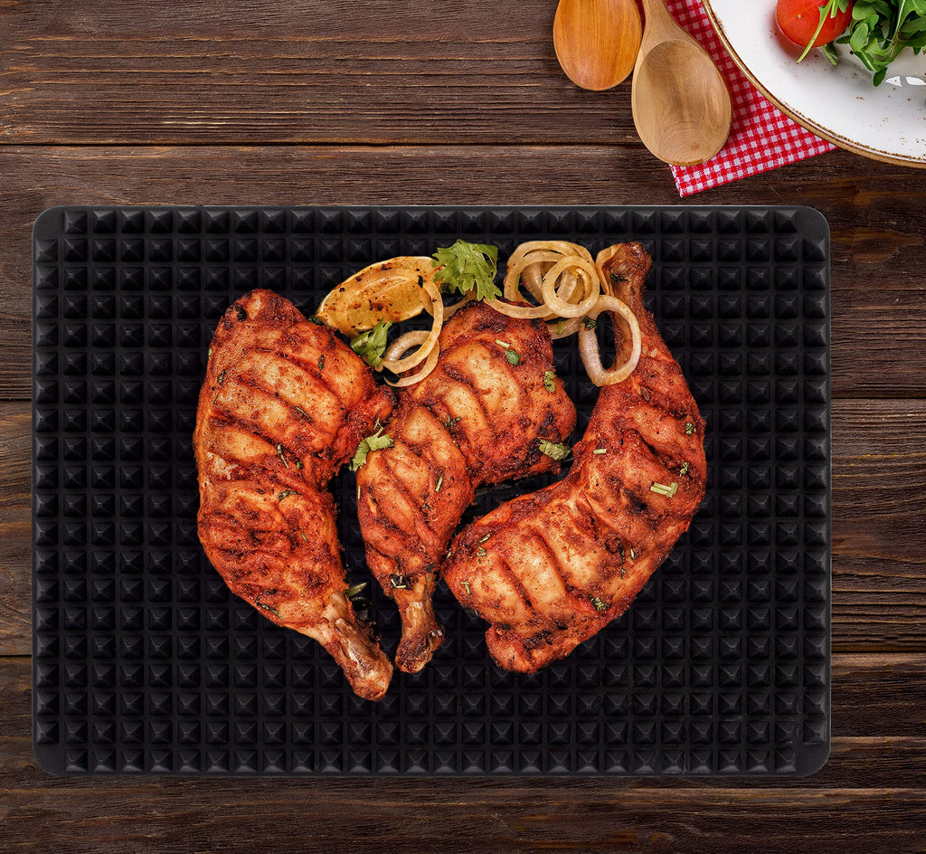 Wolecok Silicone Baking Mat Red Pyramid Non Stick Bacon Microwave Tray Pastry Mats Red BBQ Grill Mat Baking Supplies oven Liners For Bottom Of Oven - 16 X 11''Silicone Mats For Kitchen Counter 1 Pack