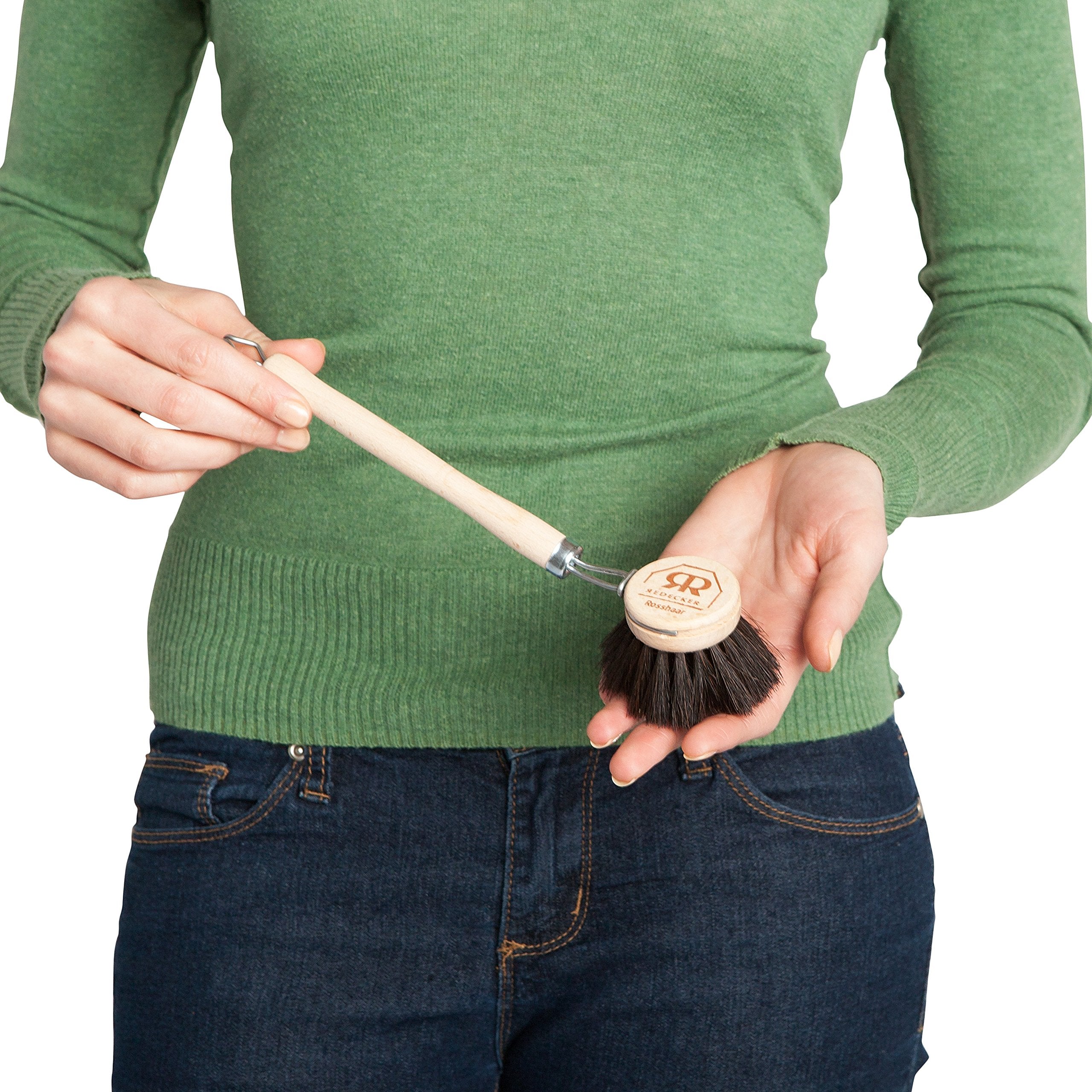 Redecker Dish Brush Set, Horsehair Bristles, 1-1/2 Inch Round, 2 Pack – Wooden Dish Brushes for Delicate Cleaning, Made in Germany